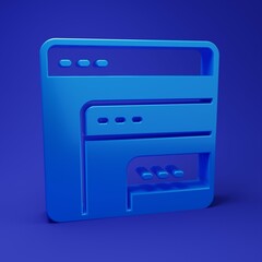 Blue Software, web developer programming code icon isolated on blue background. Javascript computer script random parts of program code. Minimalism concept. 3D render illustration