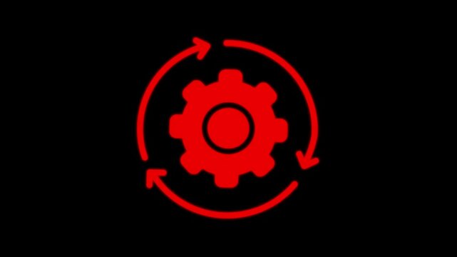 An industrial vector illustration featuring a red fire alarm clock concept integrated with mechanical cogwheel gear machinery and web design icon elements