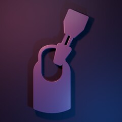 Purple Milling cutter for manicure icon isolated on purple-blue background. Apparatus for manicure. Manicure tools. Minimalism concept. 3D render illustration