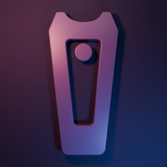 Purple Nail cutter icon isolated on purple-blue background. Nail clipper. Minimalism concept. 3D render illustration