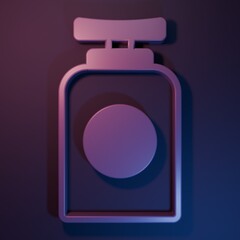 Purple Tube of hand cream icon isolated on purple-blue background. Minimalism concept. 3D render illustration