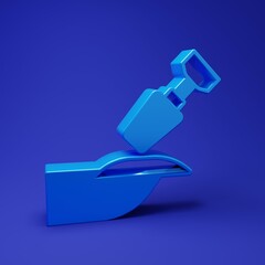 Blue Milling cutter for manicure icon isolated on blue background. Apparatus for manicure. Manicure tools. Minimalism concept. 3D render illustration