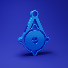 Blue Korean paper lantern icon isolated on blue background. Minimalism concept. 3D render illustration