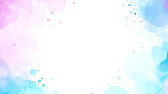 Seamless Watercolor Frame Animation &ndash; Soft Pink and Blue Blotches on White Background
