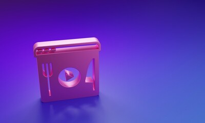 Obraz premium Pink Cooking live streaming icon isolated on purple-blue background. Minimalism concept. 3D render illustration