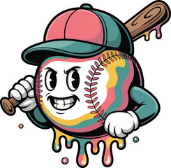 Melting Baseball Dripping Pastel Pattern