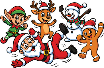 Fototapeta premium Santa Claus Breakdancing with Santa's Cheerful Squad