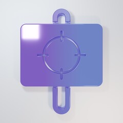 Purple-blue Target sport icon isolated on grey background. Clean target with numbers for shooting range or shooting. Minimalism concept. 3D render illustration