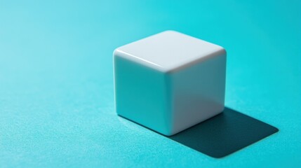 White cube on teal background