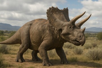 Fototapeta premium Majestic triceratops in natural habitat.