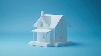 White model house on a blue background