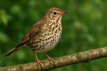 Speckled thrush perched serenely.