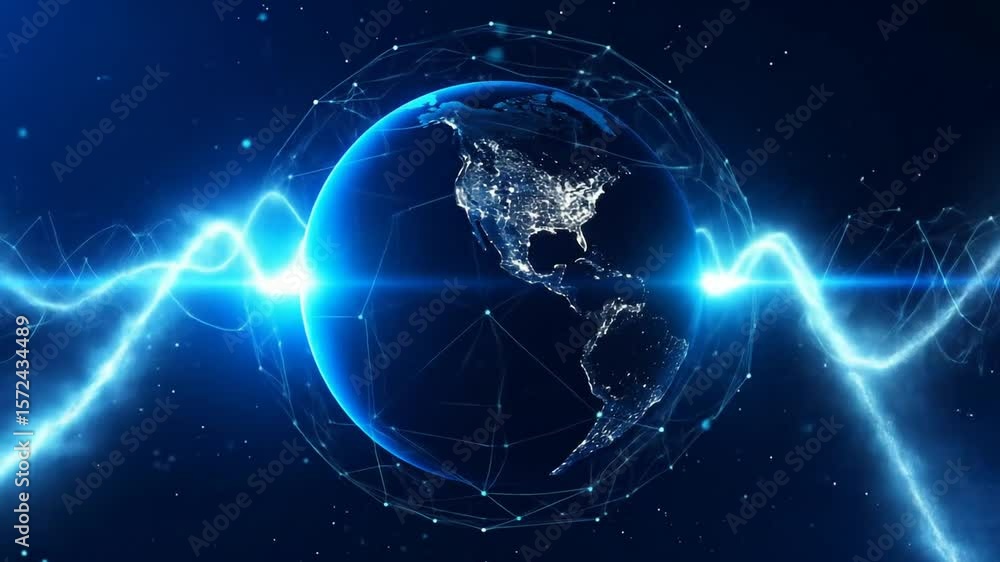 Aufkleber digital globe visualization with glowing lines