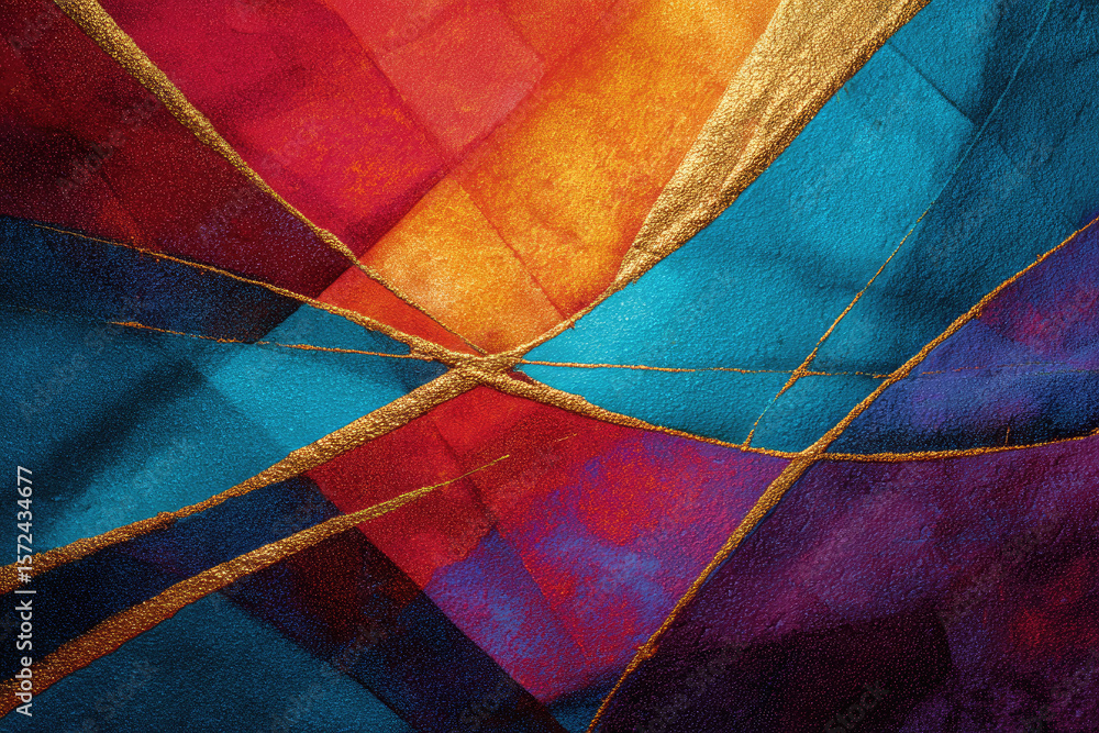 Poster abstract colour background with lines . mixed media