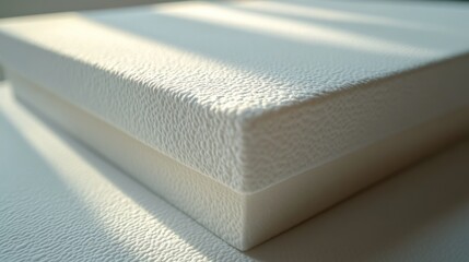White textured box, sunlight highlights