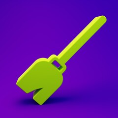 Green Witches broom icon isolated on purple-blue background. Happy Halloween party. Minimalism concept. 3D render illustration