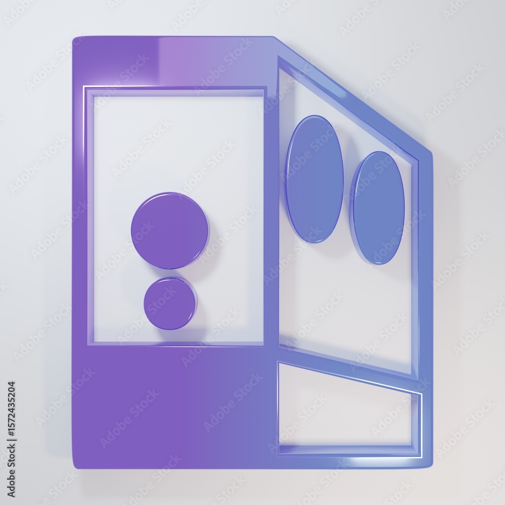 Poster purple-blue case of computer icon isolated on grey background. computer server. workstation. minimal