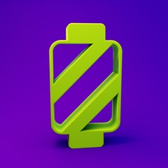 Green Sewing thread on spool icon isolated on purple-blue background. Yarn spool. Thread bobbin....