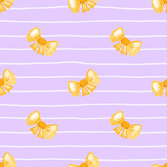 Seamless watercolor pattern with cute ribbon bows and festive accents. Soft and airy design perfect for holidays, Halloween textiles, wrapping paper