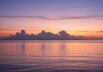 Serene and Peaceful Seascape with Colorful Sunset Over Calm Ocean Water