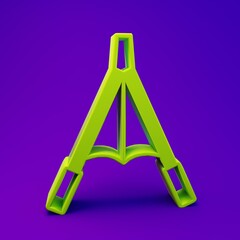 Green Air blower bellows icon isolated on purple-blue background. Minimalism concept. 3D render illustration