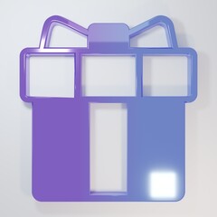 Purple-blue Gift box icon isolated on grey background. 8 March. International Happy Women Day. Minimalism concept. 3D render illustration
