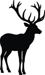 Fototapeta premium Vector art of silhouette of a majestic deer standing proudly, isolated on white background