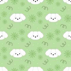 seamless pattern with puppy and flowers, fabric pattern, gift wrapping paper, notebook cover, phone case pattern 