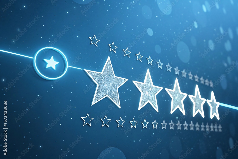 Aufkleber customer satisfaction rating with two sparkling stars filled and three empty stars