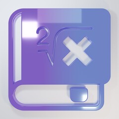 Obraz premium Purple-blue Book with word mathematics icon isolated on grey background. Math book. Education concept about back to school. Minimalism concept. 3D render illustration