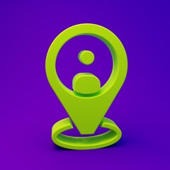 Green Taxi client icon isolated on purple-blue background. Minimalism concept. 3D render illustration