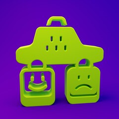 Green Taxi service rating icon isolated on purple-blue background. Minimalism concept. 3D render illustration