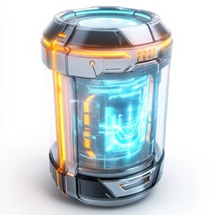 Futuristic energy cell power container technology concept design illustration isolated on white background
