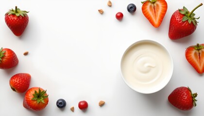 a delightful arrangement of fresh strawberries, blueberries, and raspberries adorning a circular white plate