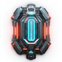 Futuristic technology equipment sci fi device glowing neon light design for gaming and product render 3d
