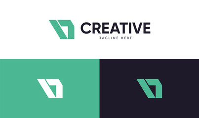 Modern logistics logo with abstract letter V design, featuring sharp geometric shapes in green and dark tones, ideal for tech, transport, or delivery branding.