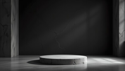 an empty, indoor space featuring a monochrome color scheme with contrasting shades of black and white