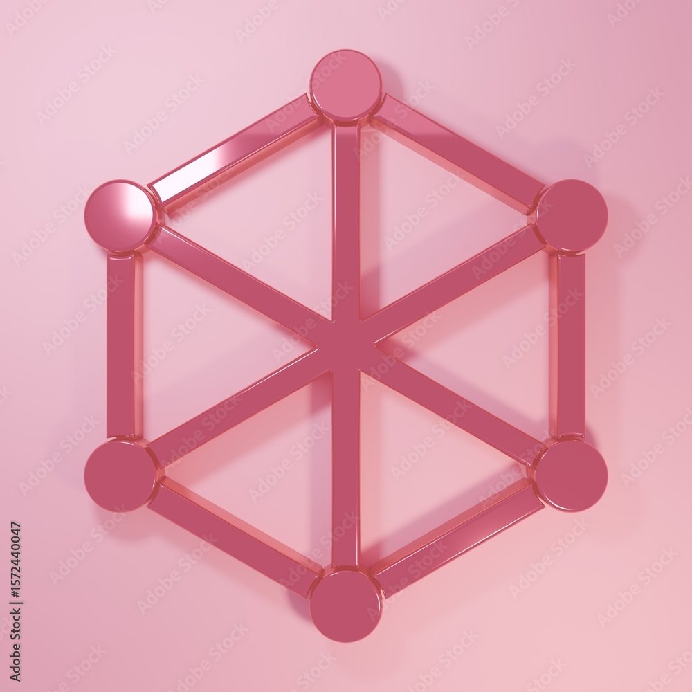 Aufkleber pink blockchain technology icon isolated on pink background. cryptocurrency data. abstract geometric