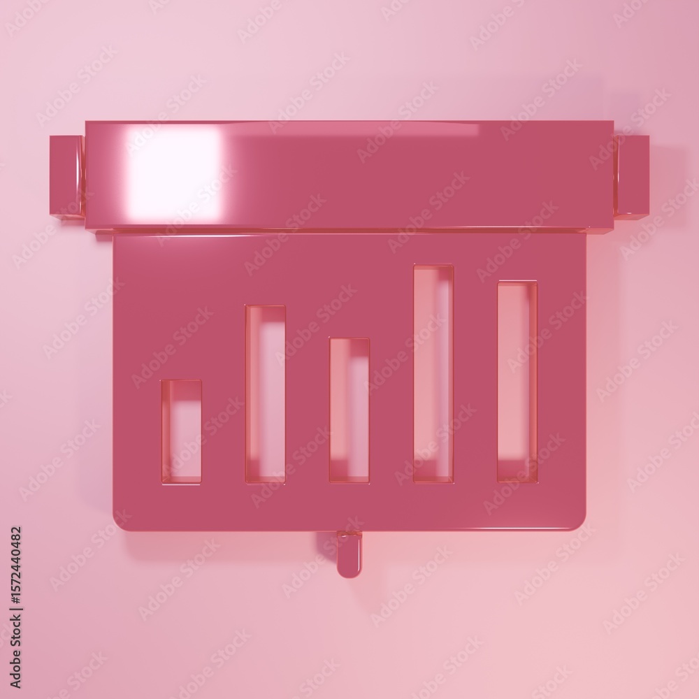 Poster pink board with graph chart icon isolated on pink background. report text file icon. accounting sign