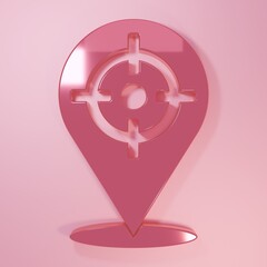 Pink Target sport icon isolated on pink background. Clean target with numbers for shooting range or shooting. Minimalism concept. 3D render illustration