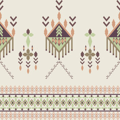 Ethnic boho seamless pattern. Tribal vector texture. Brown native ethnic embroidery pattern. Patchwork texture. Weaving. Traditional ornament. Tribal pattern. Folk motif. Ideas for wallpaper, textiles