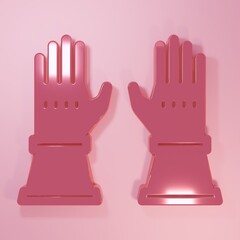 Pink Firefighter gloves icon isolated on pink background. Protect gloves icon. Minimalism concept. 3D render illustration