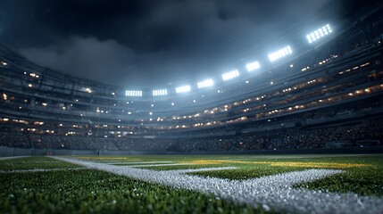 Football stadium lights night game crowd field lines sports arena championship competition event