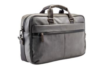 A sophisticated grey briefcase, perfect for carrying your work essentials isolated on transparent background
