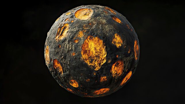 A fiery, cratered sphere against a dark backdrop