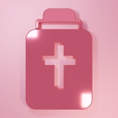 Obraz premium Pink Funeral urn icon isolated on pink background. Cremation and burial containers, columbarium vases, jars and pots with ashes. Minimalism concept. 3D render illustration