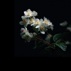 Delicate white flowers blooming at night
