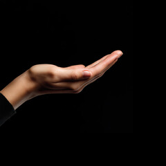 Open hand reaching out in a dark background