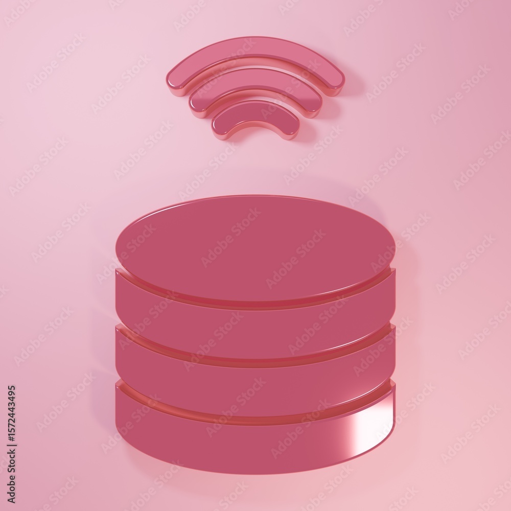 Poster pink smart server, data, web hosting icon isolated on pink background. internet of things concept wi