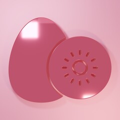 Pink Kiwi fruit icon isolated on pink background. Minimalism concept. 3D render illustration